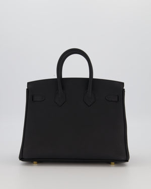 *RARE* Hermès Birkin 25 Retourne Bag in Noir Togo Leather with Gold Hardware