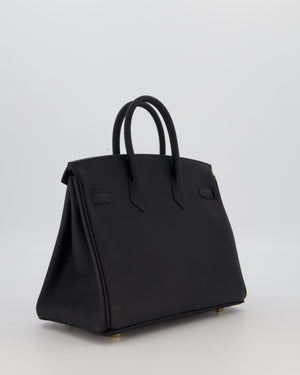 *RARE* Hermès Birkin 25 Retourne Bag in Noir Togo Leather with Gold Hardware