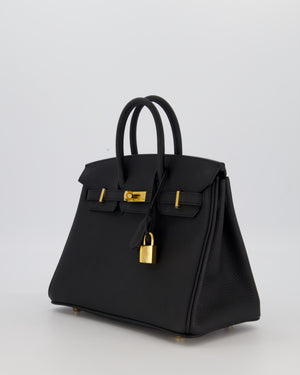 *RARE* Hermès Birkin 25 Retourne Bag in Noir Togo Leather with Gold Hardware