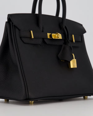 *RARE* Hermès Birkin 25 Retourne Bag in Noir Togo Leather with Gold Hardware