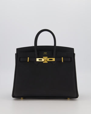 *RARE* Hermès Birkin 25 Retourne Bag in Noir Togo Leather with Gold Hardware