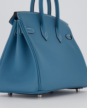 *RARE* Hermès Birkin 25 Retourne Bag in Bleu Jean Swift Leather with Palladium Hardware