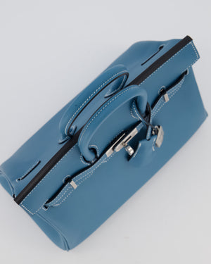 *RARE* Hermès Birkin 25 Retourne Bag in Bleu Jean Swift Leather with Palladium Hardware