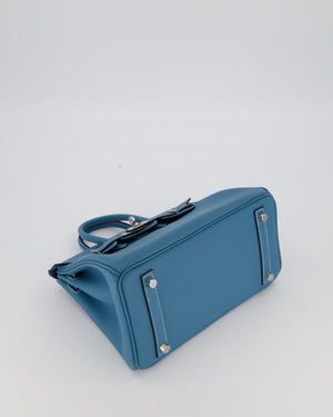 *RARE* Hermès Birkin 25 Retourne Bag in Bleu Jean Swift Leather with Palladium Hardware