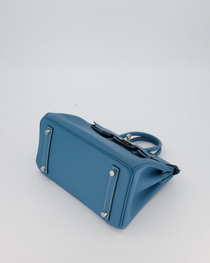 *RARE* Hermès Birkin 25 Retourne Bag in Bleu Jean Swift Leather with Palladium Hardware