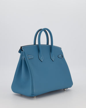 *RARE* Hermès Birkin 25 Retourne Bag in Bleu Jean Swift Leather with Palladium Hardware
