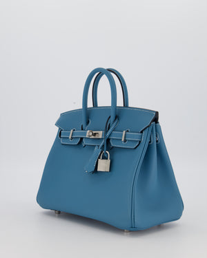 *RARE* Hermès Birkin 25 Retourne Bag in Bleu Jean Swift Leather with Palladium Hardware