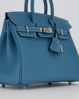 *RARE* Hermès Birkin 25 Retourne Bag in Bleu Jean Swift Leather with Palladium Hardware
