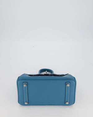 *RARE* Hermès Birkin 25 Retourne Bag in Bleu Jean Swift Leather with Palladium Hardware