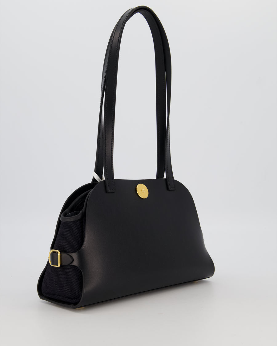 *HOT & RARE* Hermès Tablier Sellier Bag in Noir Hunter Cowhide, Noir Swift Leather and Noir Militaire Canvas with Gold Hardware