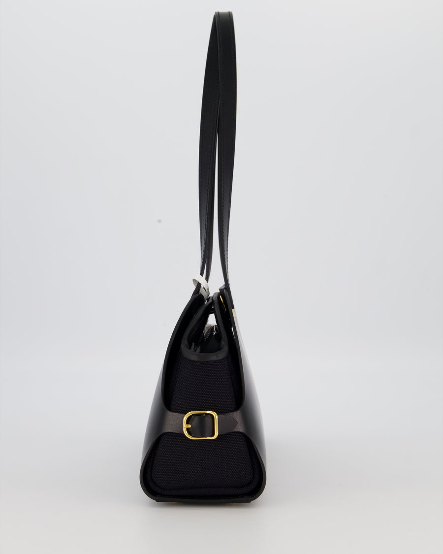 *HOT & RARE* Hermès Tablier Sellier Bag in Noir Hunter Cowhide, Noir Swift Leather and Noir Militaire Canvas with Gold Hardware
