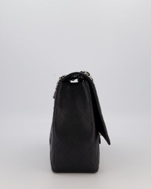 Chanel Black Maxi Classic Single Flap Bag in Caviar Leather with Silver Hardware