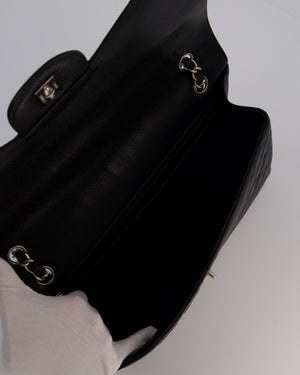 Chanel Black Maxi Classic Single Flap Bag in Caviar Leather with Silver Hardware