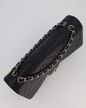 Chanel Black Maxi Classic Single Flap Bag in Caviar Leather with Silver Hardware