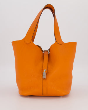 Hermès Picotin 22 Lock Bag in Orange Clemence Leather with Palladium Hardware