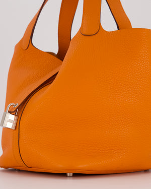 Hermès Picotin 22 Lock Bag in Orange Clemence Leather with Palladium Hardware
