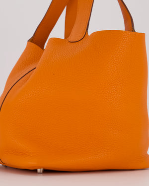 Hermès Picotin 22 Lock Bag in Orange Clemence Leather with Palladium Hardware