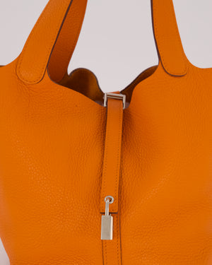 Hermès Picotin 22 Lock Bag in Orange Clemence Leather with Palladium Hardware
