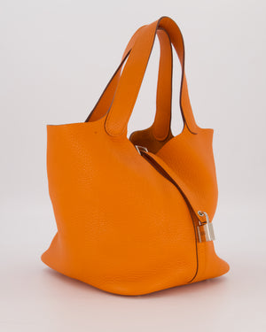 Hermès Picotin 22 Lock Bag in Orange Clemence Leather with Palladium Hardware