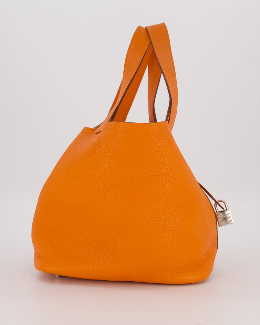 Hermès Picotin 22 Lock Bag in Orange Clemence Leather with Palladium Hardware