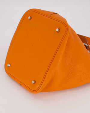 Hermès Picotin 22 Lock Bag in Orange Clemence Leather with Palladium Hardware