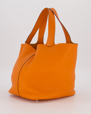 Hermès Picotin 22 Lock Bag in Orange Clemence Leather with Palladium Hardware