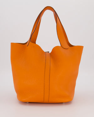 Hermès Picotin 22 Lock Bag in Orange Clemence Leather with Palladium Hardware