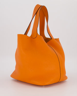 Hermès Picotin 22 Lock Bag in Orange Clemence Leather with Palladium Hardware