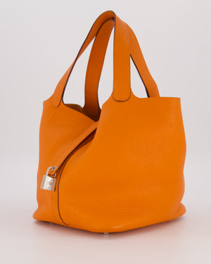 Hermès Picotin 22 Lock Bag in Orange Clemence Leather with Palladium Hardware