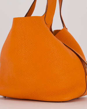 Hermès Picotin 22 Lock Bag in Orange Clemence Leather with Palladium Hardware