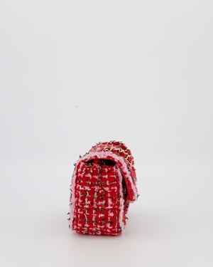 Chanel Red, Pink, White and Black Tweed Mini Rectangular Flap Bag with Champagne Gold Hardware