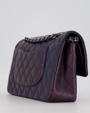 Chanel Purple Iridescent Medium Classic Double Flap Bag in Lambskin Leather with Gun Metal Hardware