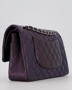Chanel Purple Iridescent Medium Classic Double Flap Bag in Lambskin Leather with Gun Metal Hardware