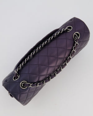 Chanel Purple Iridescent Medium Classic Double Flap Bag in Lambskin Leather with Gun Metal Hardware