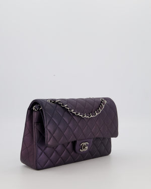Chanel Purple Iridescent Medium Classic Double Flap Bag in Lambskin Leather with Gun Metal Hardware