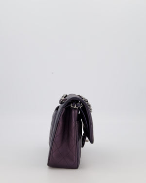 Chanel Purple Iridescent Medium Classic Double Flap Bag in Lambskin Leather with Gun Metal Hardware