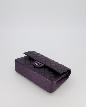 Chanel Purple Iridescent Medium Classic Double Flap Bag in Lambskin Leather with Gun Metal Hardware