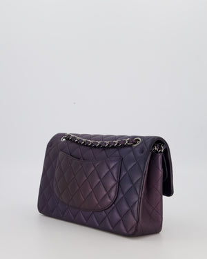 Chanel Purple Iridescent Medium Classic Double Flap Bag in Lambskin Leather with Gun Metal Hardware