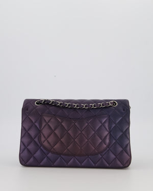 Chanel Purple Iridescent Medium Classic Double Flap Bag in Lambskin Leather with Gun Metal Hardware
