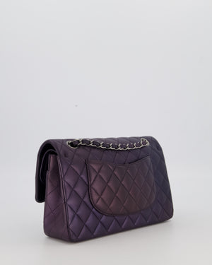 Chanel Purple Iridescent Medium Classic Double Flap Bag in Lambskin Leather with Gun Metal Hardware