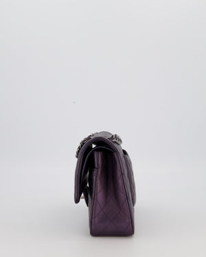 Chanel Purple Iridescent Medium Classic Double Flap Bag in Lambskin Leather with Gun Metal Hardware