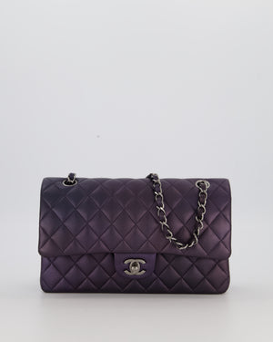 Chanel Purple Iridescent Medium Classic Double Flap Bag in Lambskin Leather with Gun Metal Hardware
