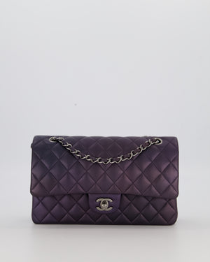 Chanel Purple Iridescent Medium Classic Double Flap Bag in Lambskin Leather with Gun Metal Hardware
