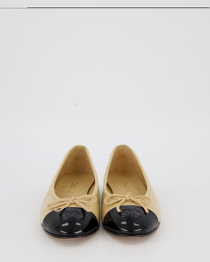 Chanel Patent Beige and Black Ballet Flats Size EU 36.5C (UK 3.5)