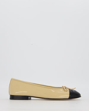 Chanel Patent Beige and Black Ballet Flats Size EU 36.5C (UK 3.5)