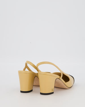 Chanel Black and Beige Heeled Slingbacks with CC Logo Detail Size EU 36.5