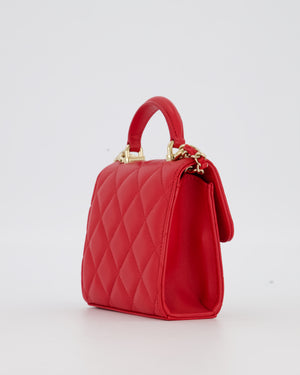 Chanel Red Top Handle Micro Bag in Lambskin Leather with Gold Hardware