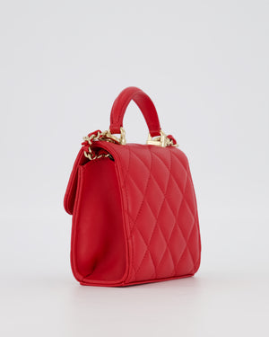 Chanel Red Top Handle Micro Bag in Lambskin Leather with Gold Hardware