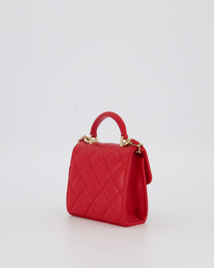 Chanel Red Top Handle Micro Bag in Lambskin Leather with Gold Hardware