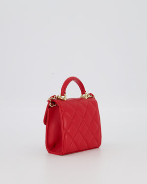 Chanel Red Top Handle Micro Bag in Lambskin Leather with Gold Hardware